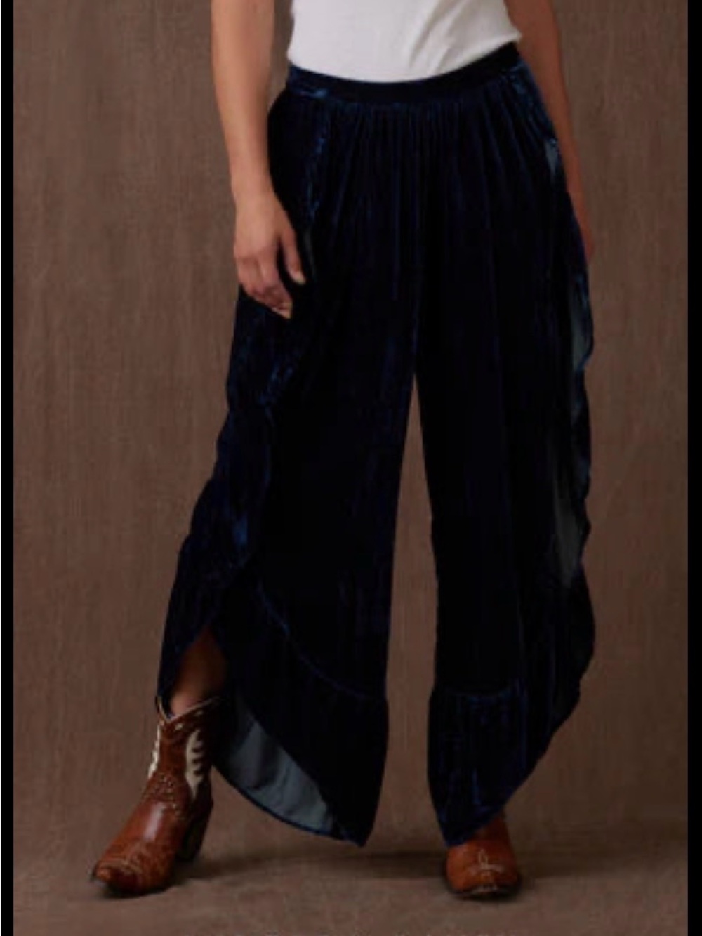 Double D Ranch Deep Teal Velvet Wide-Leg Pants NWOT